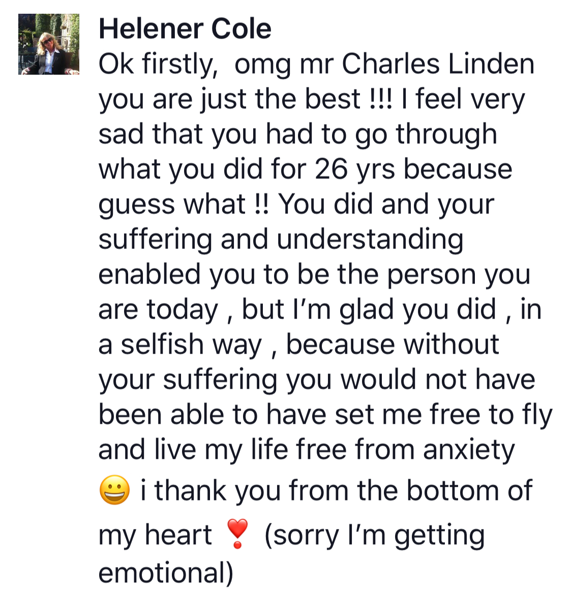 Real testimonial from a recovered client