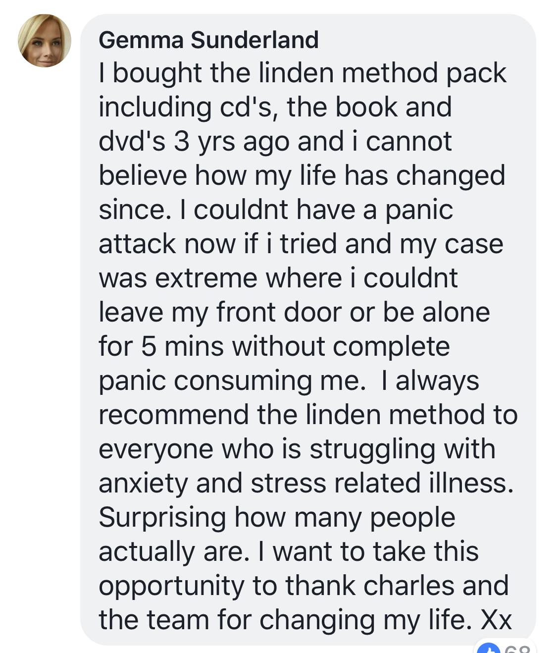 Real testimonial from a recovered client