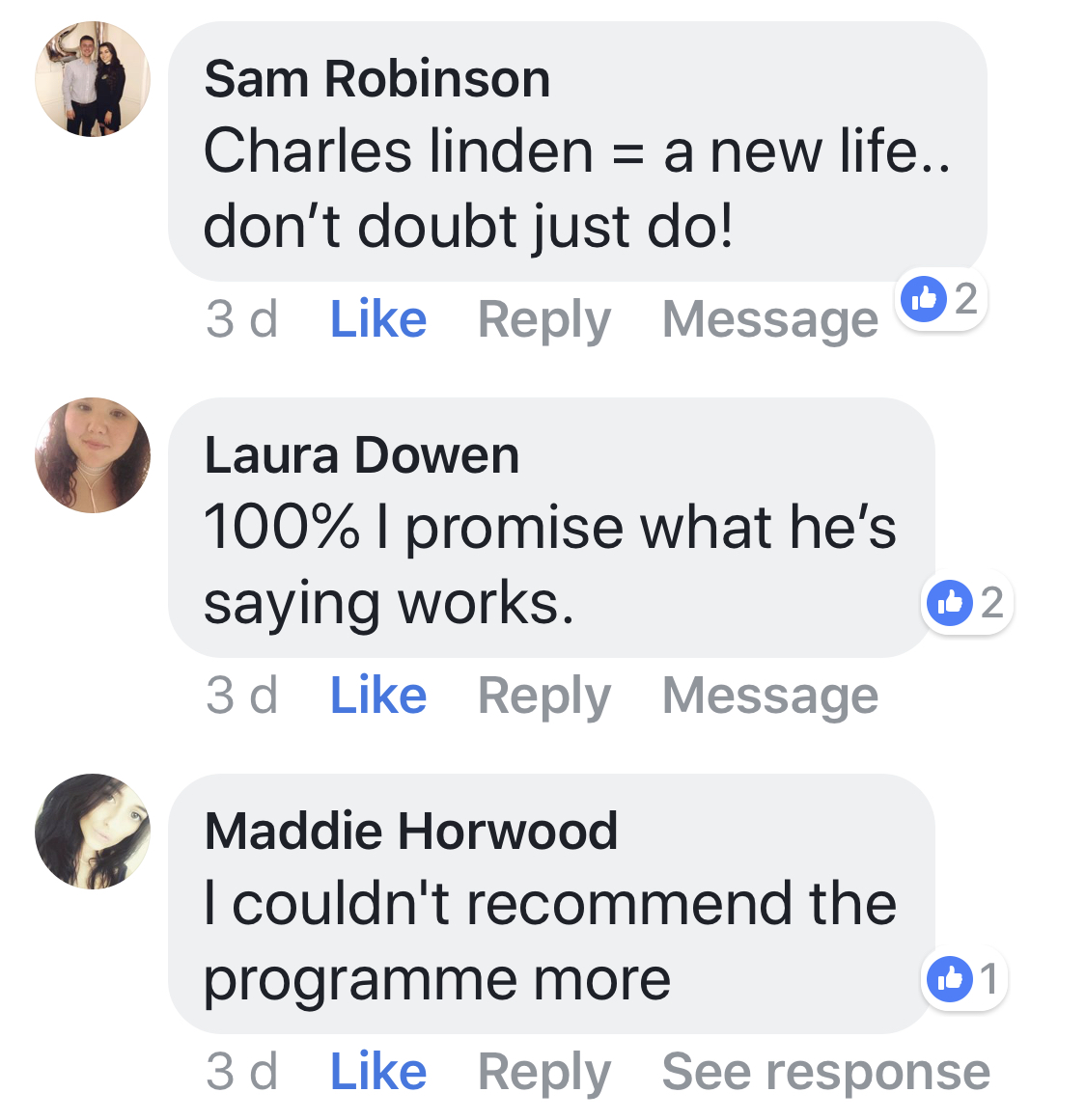Real testimonial from a recovered client
