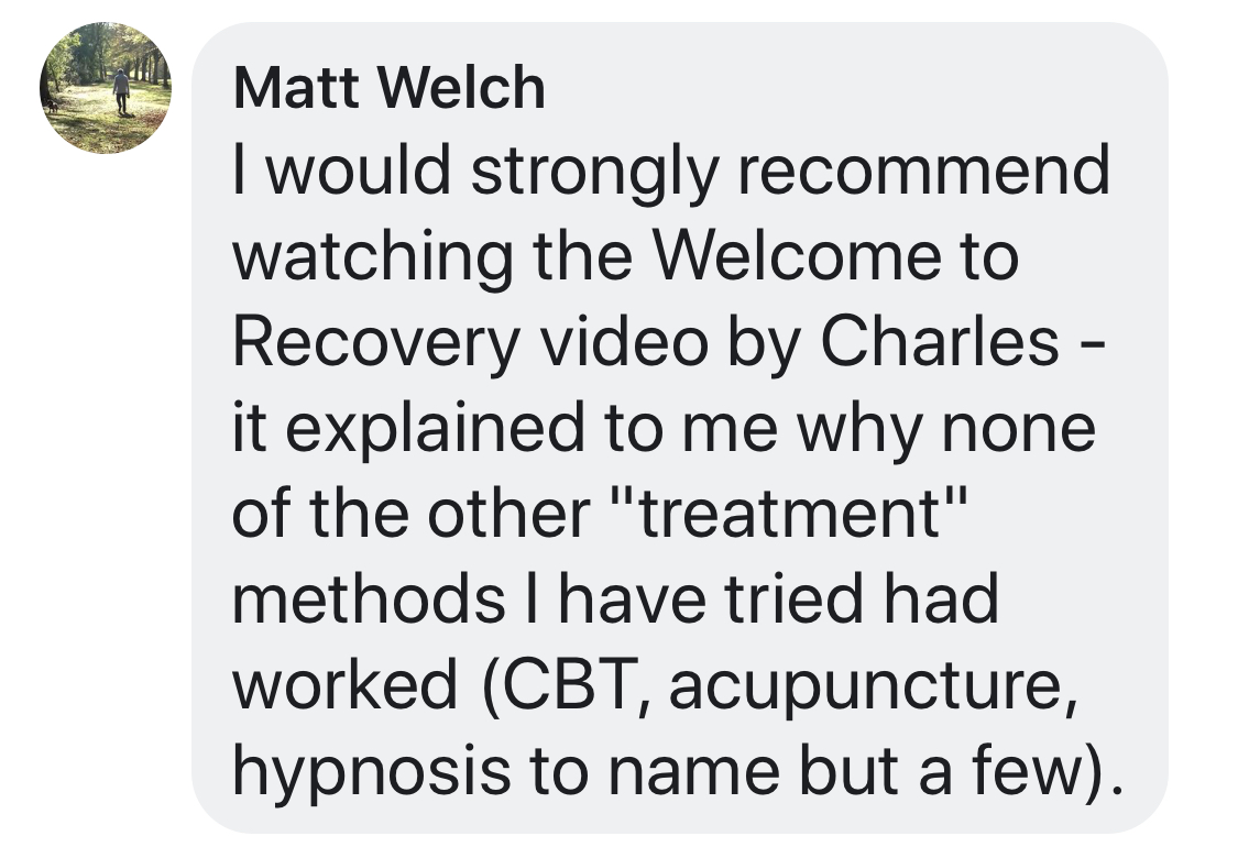 Real testimonial from a recovered client