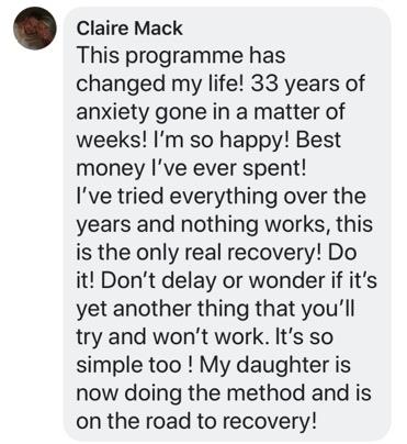 Real testimonial from a recovered client