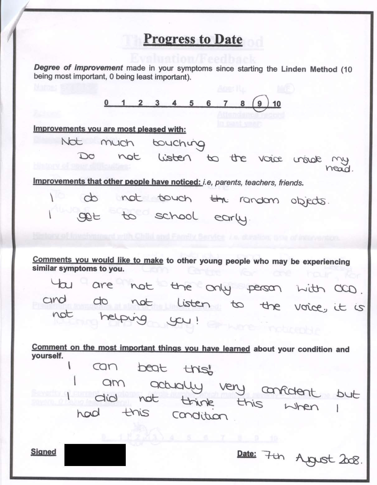 Real testimonial from a recovered client