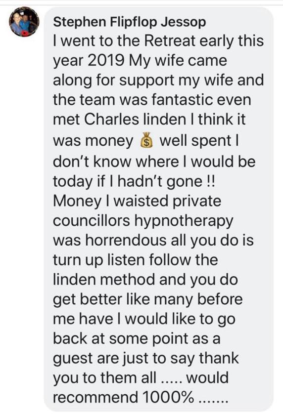 Real testimonial from a recovered client