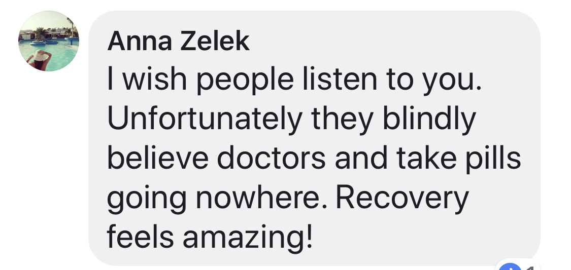 Real testimonial from a recovered client