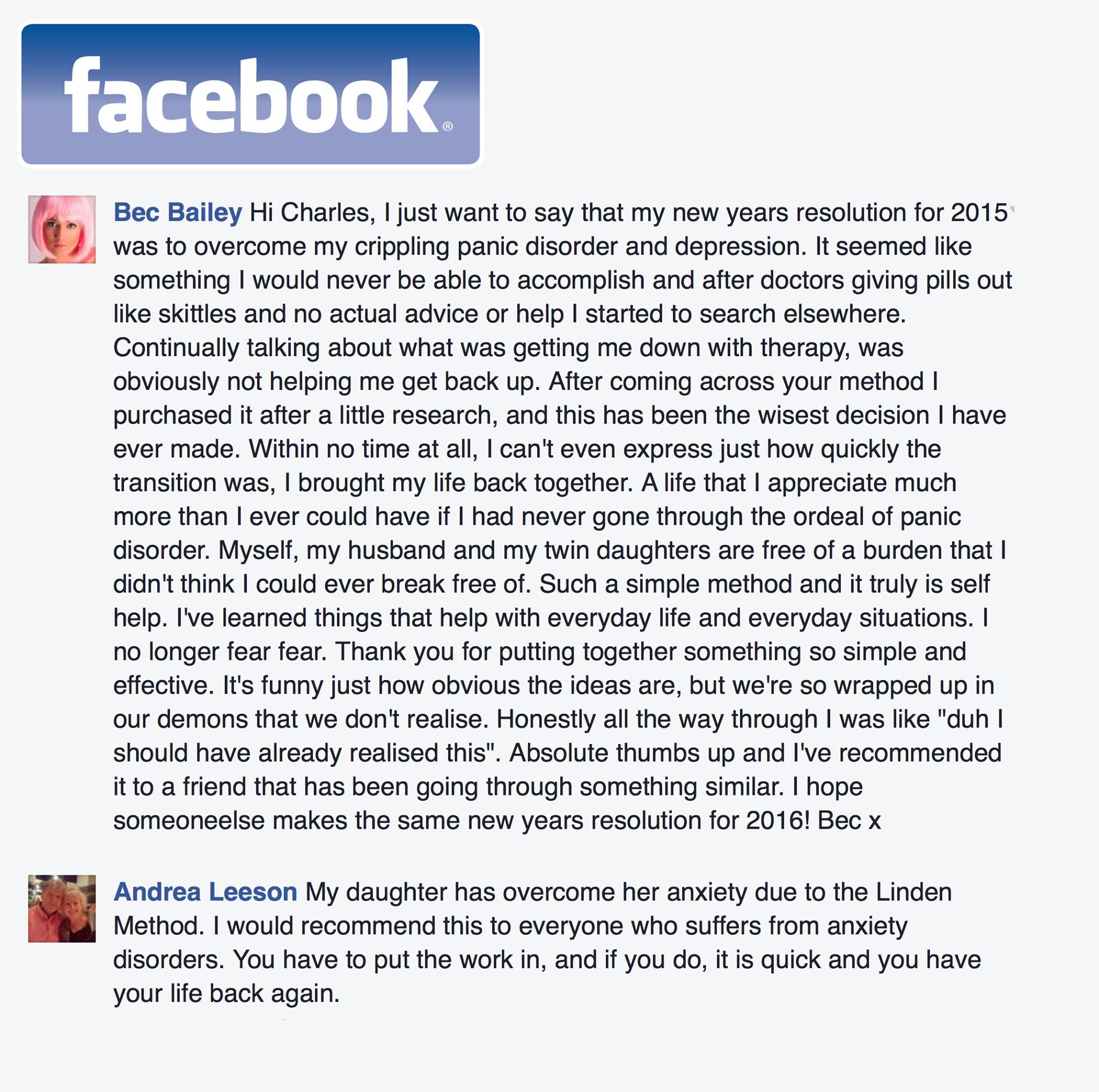 Real testimonial from a recovered client
